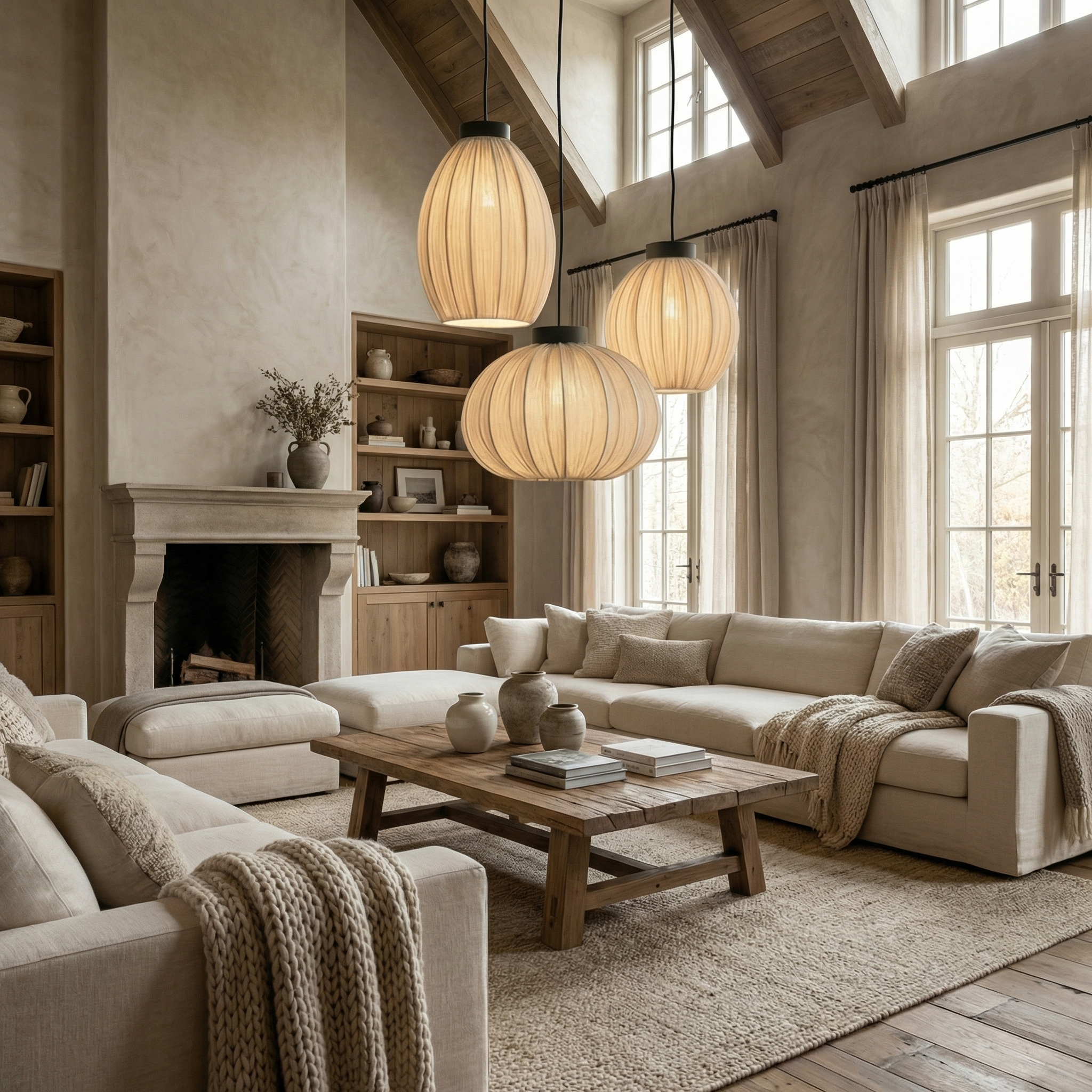 Wabi-Sabi Pleated Fabric Pendant Light Minimalist Linen Hanging Lamp for Bedroom & Dining Room