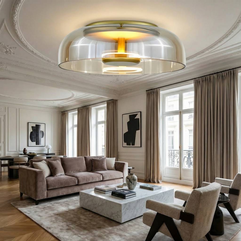 Bowl LED Flushmount Ceiling Lamp Modern Glass Entryway Flush-Mount Light Fixture