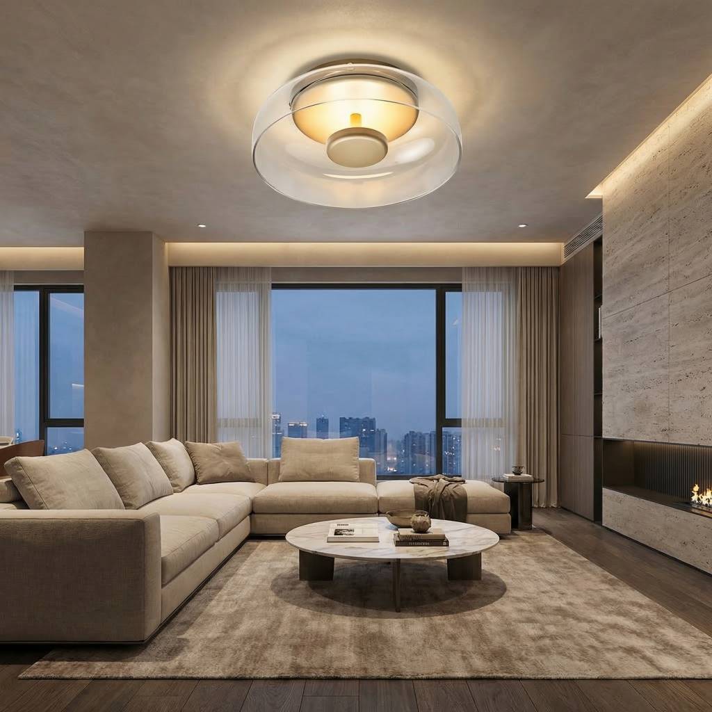 Bowl LED Flushmount Ceiling Lamp Modern Glass Entryway Flush-Mount Light Fixture