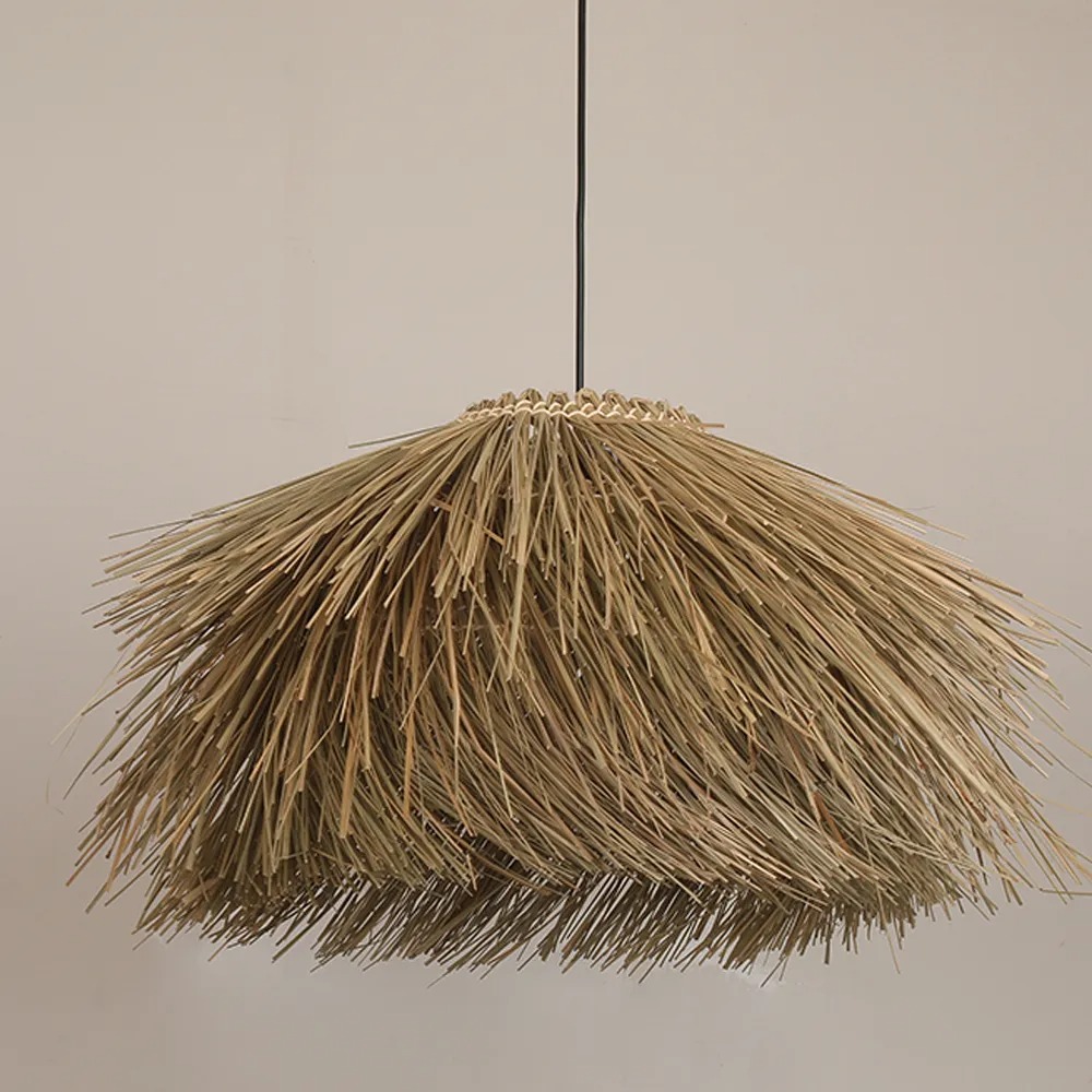 Wabi-sabi Style Rattan Brown Chandelier Dining Room Pendant Light