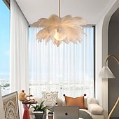 White Ostrich Feather Bouquet Pendant Light Romantic Mounted Lighting Fixture for Restaurant Bedroom