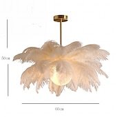 White Ostrich Feather Bouquet Pendant Light Romantic Mounted Lighting Fixture for Restaurant Bedroom