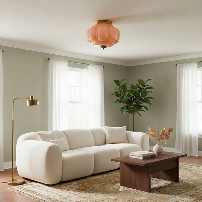 Eloise Retro Milk Glass Semi Flush Mount Ceiling Light