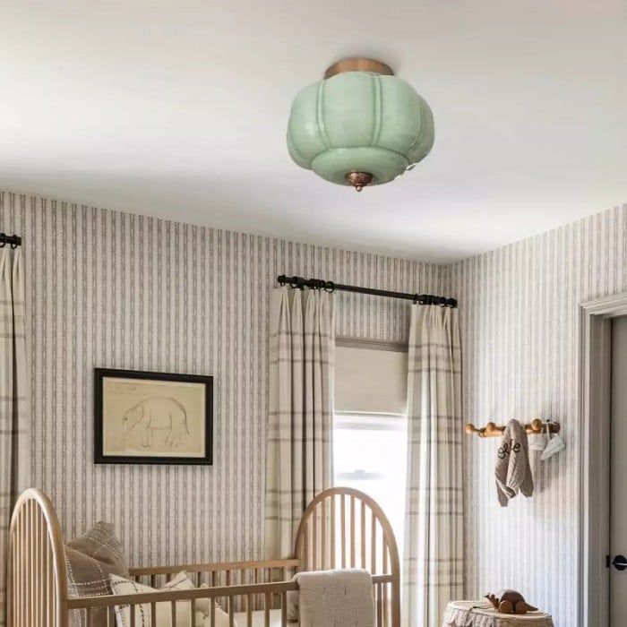 Eloise Retro Milk Glass Semi Flush Mount Ceiling Light
