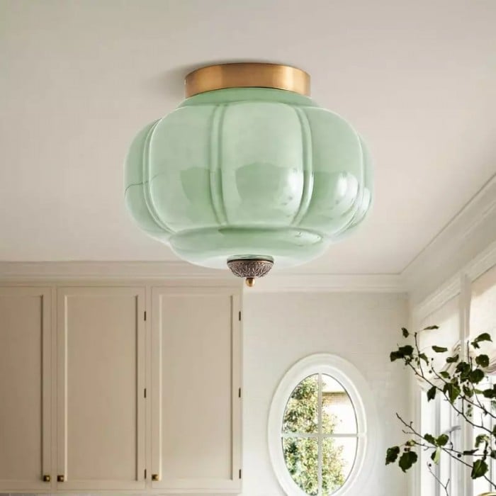 Eloise Retro Milk Glass Semi Flush Mount Ceiling Light