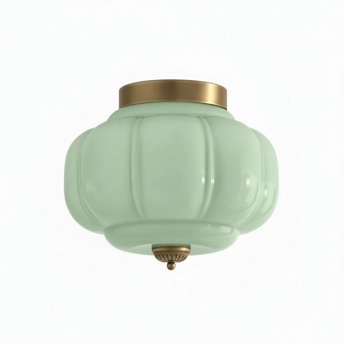 Eloise Retro Milk Glass Semi Flush Mount Ceiling Light