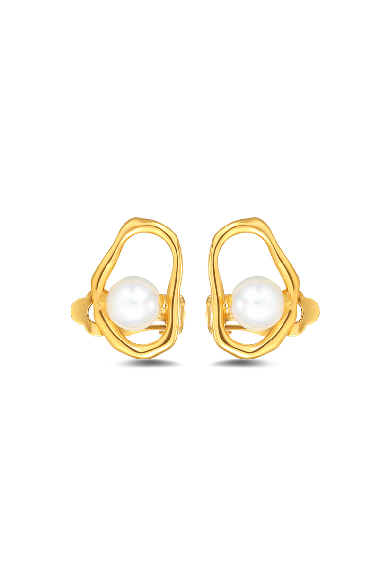 Growth Ring Collection Monocyclic Ring Pearl Ear Clip