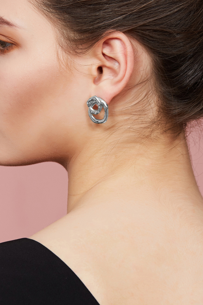 Curvilinear Collection Double Loop Curve Stud Earrings