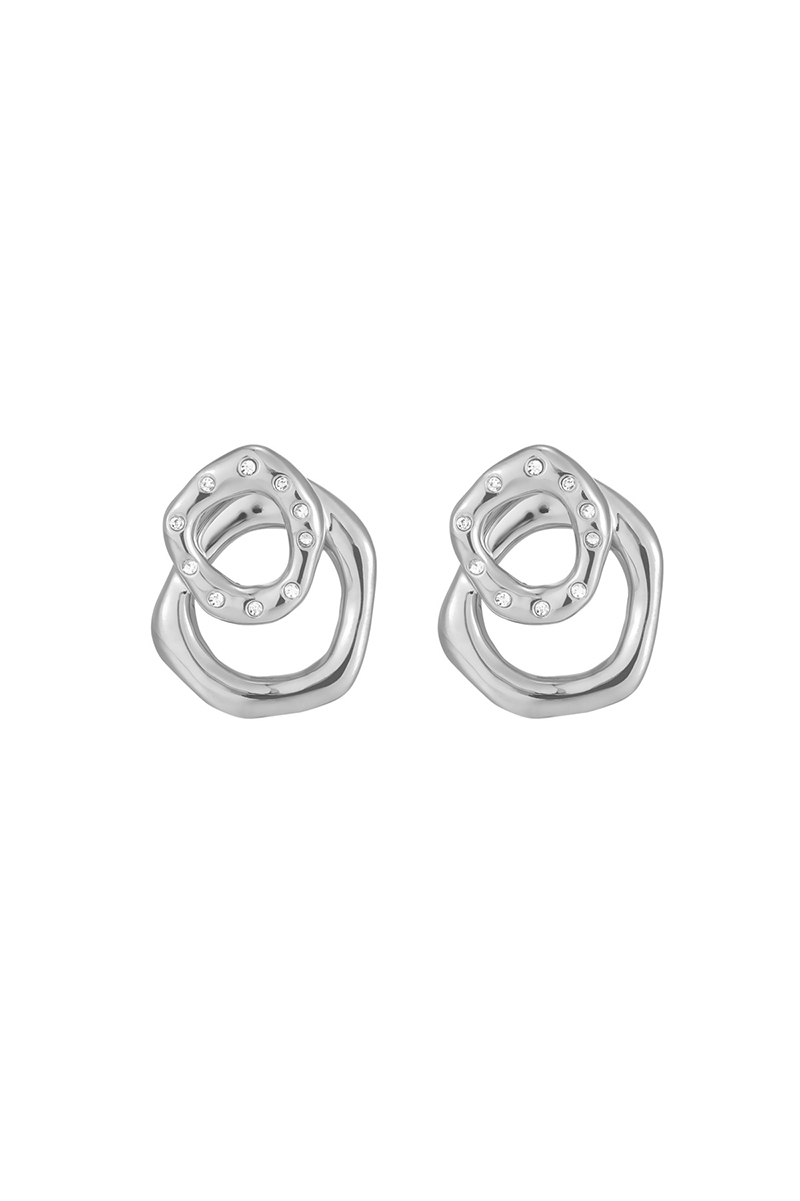 Curvilinear Collection Double Loop Curve Stud Earrings