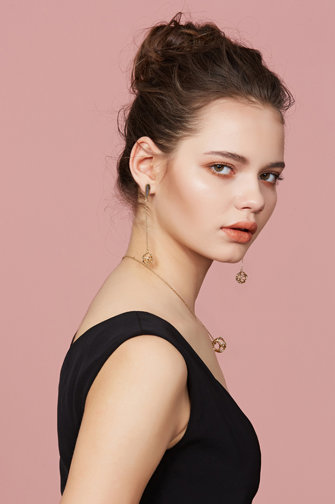 Texture Collection Long Drop Earrings With Crystal