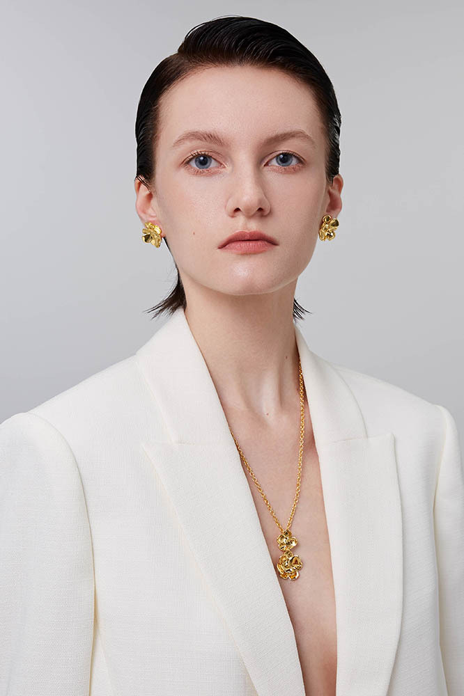 Camellia Collection Petal Golden Studs Earrings