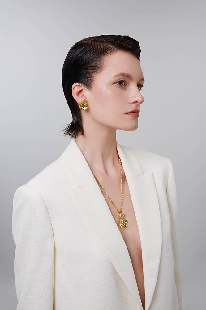 Camellia Collection Petal Golden Studs Earrings