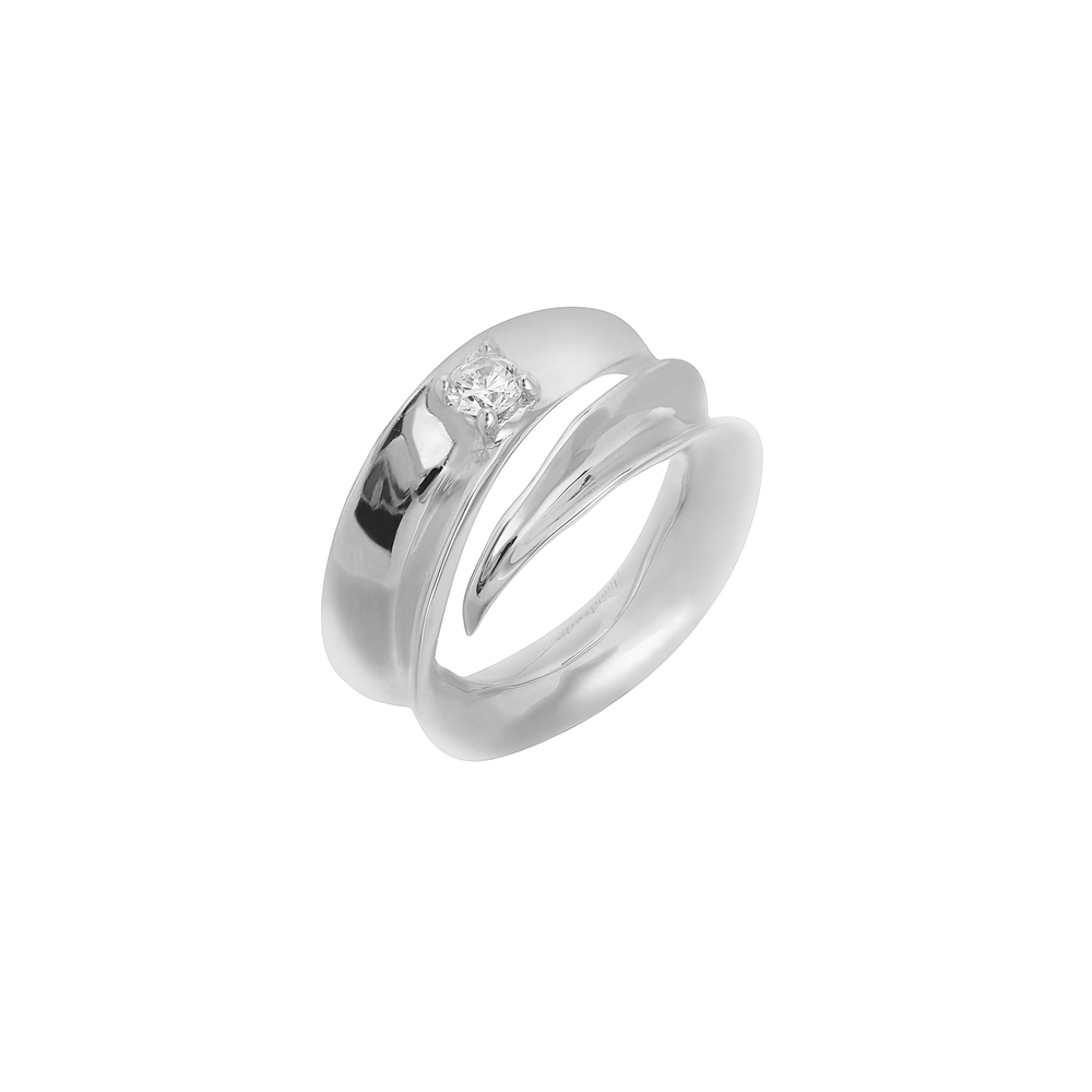 Iris Collection Leaf Shape White Corundum Ring