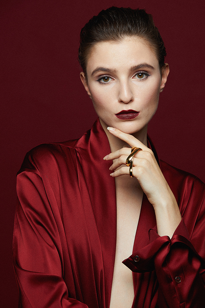 Iris Collection Free Size Three Finger Golden Ring