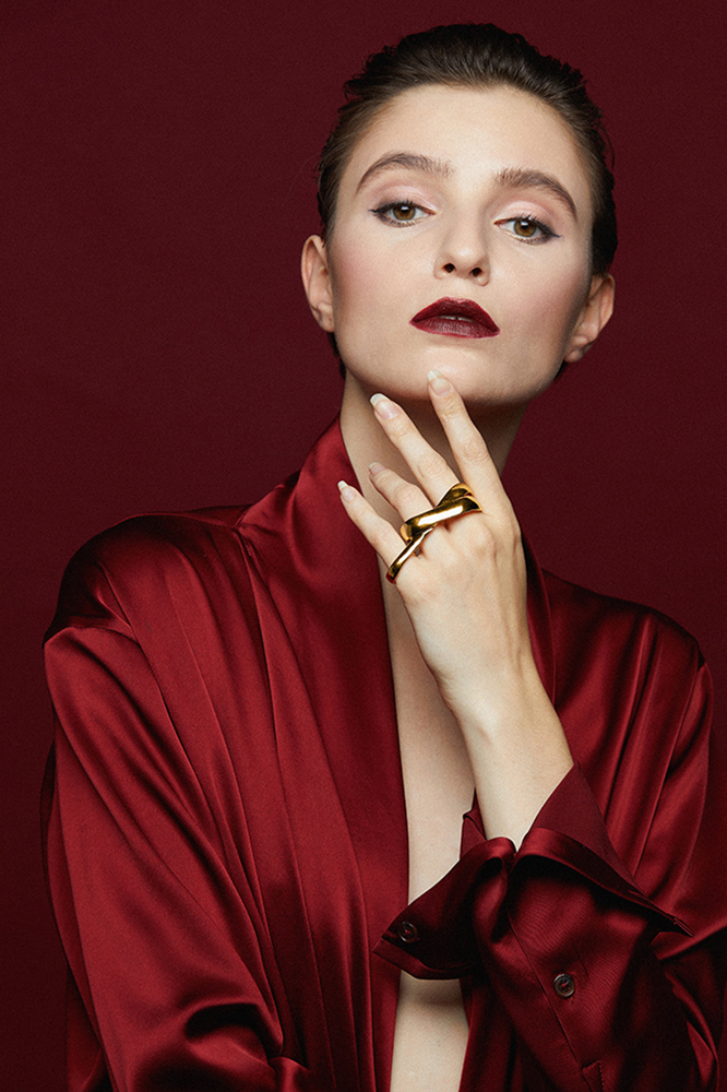 Iris Collection Free Size Three Finger Golden Ring