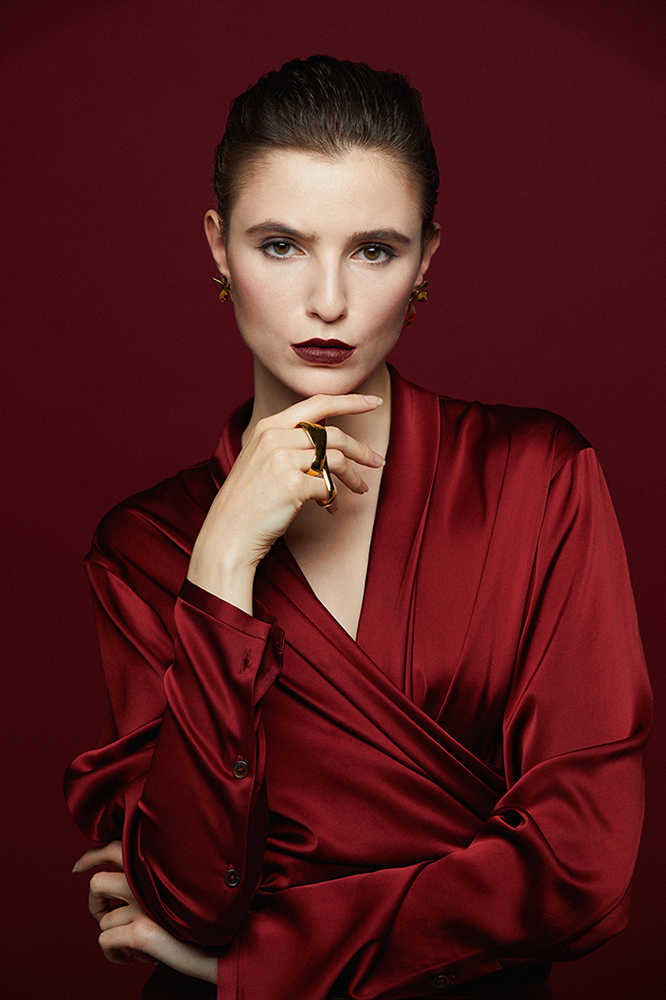Iris Collection Free Size Three Finger Golden Ring