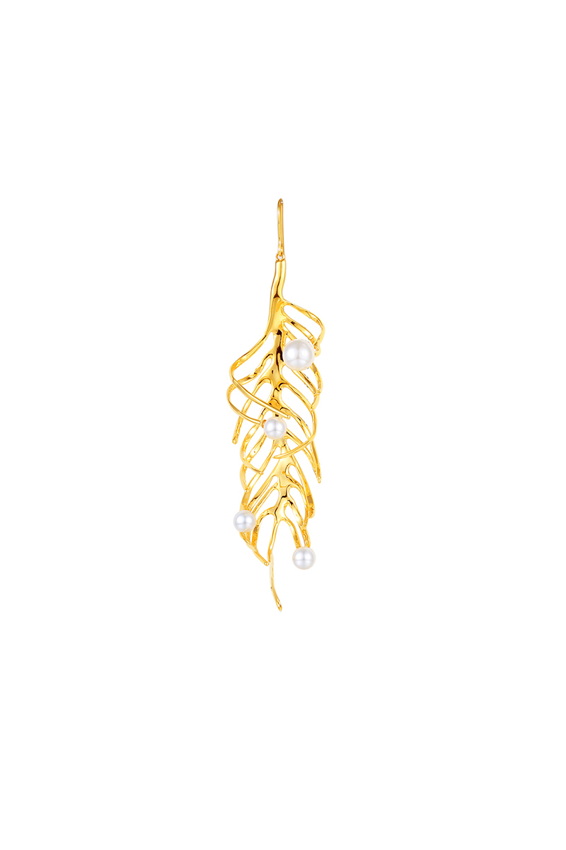 Fern Collection Single Earring With Pearl