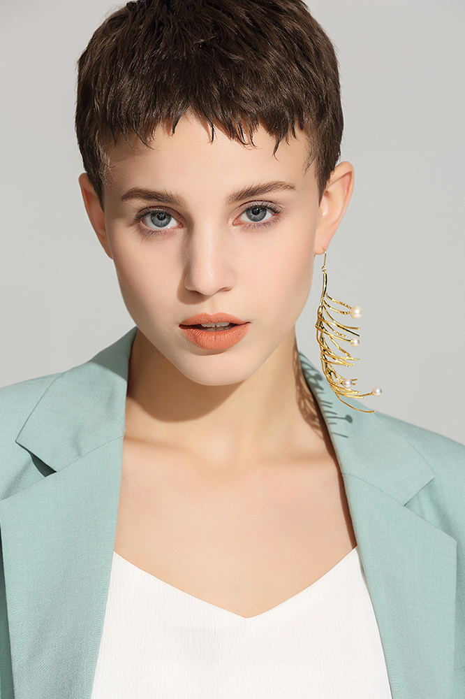 Fern Collection Single Earring With Pearl