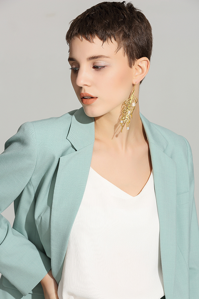 Fern Collection Single Earring With Pearl