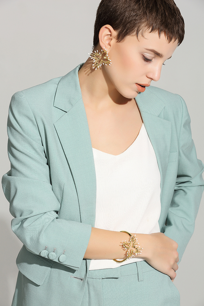 Stamens Collection Four Stamens Bracelet With White Enamel