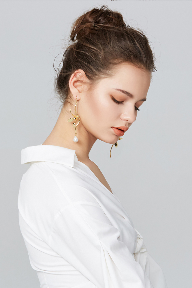 Orchids Collection Asymmetric Flower Earrings