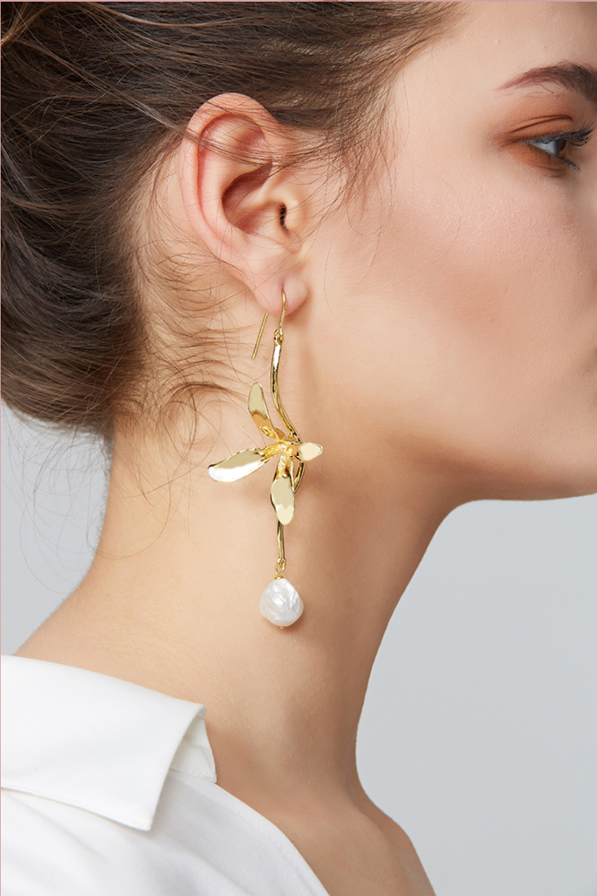 Orchids Collection Asymmetric Flower Earrings