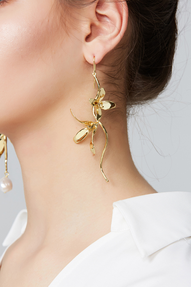 Orchids Collection Asymmetric Flower Earrings