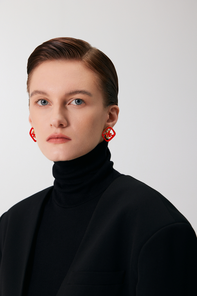 Peach Blooming Collection Peach Branch Red Earrings