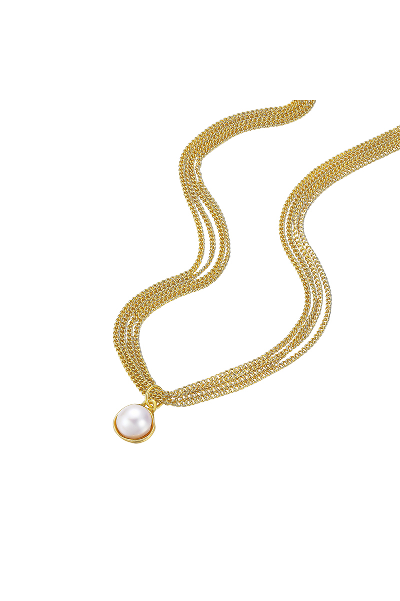Curvilinear Collection Multi-Chain Pearls Choker