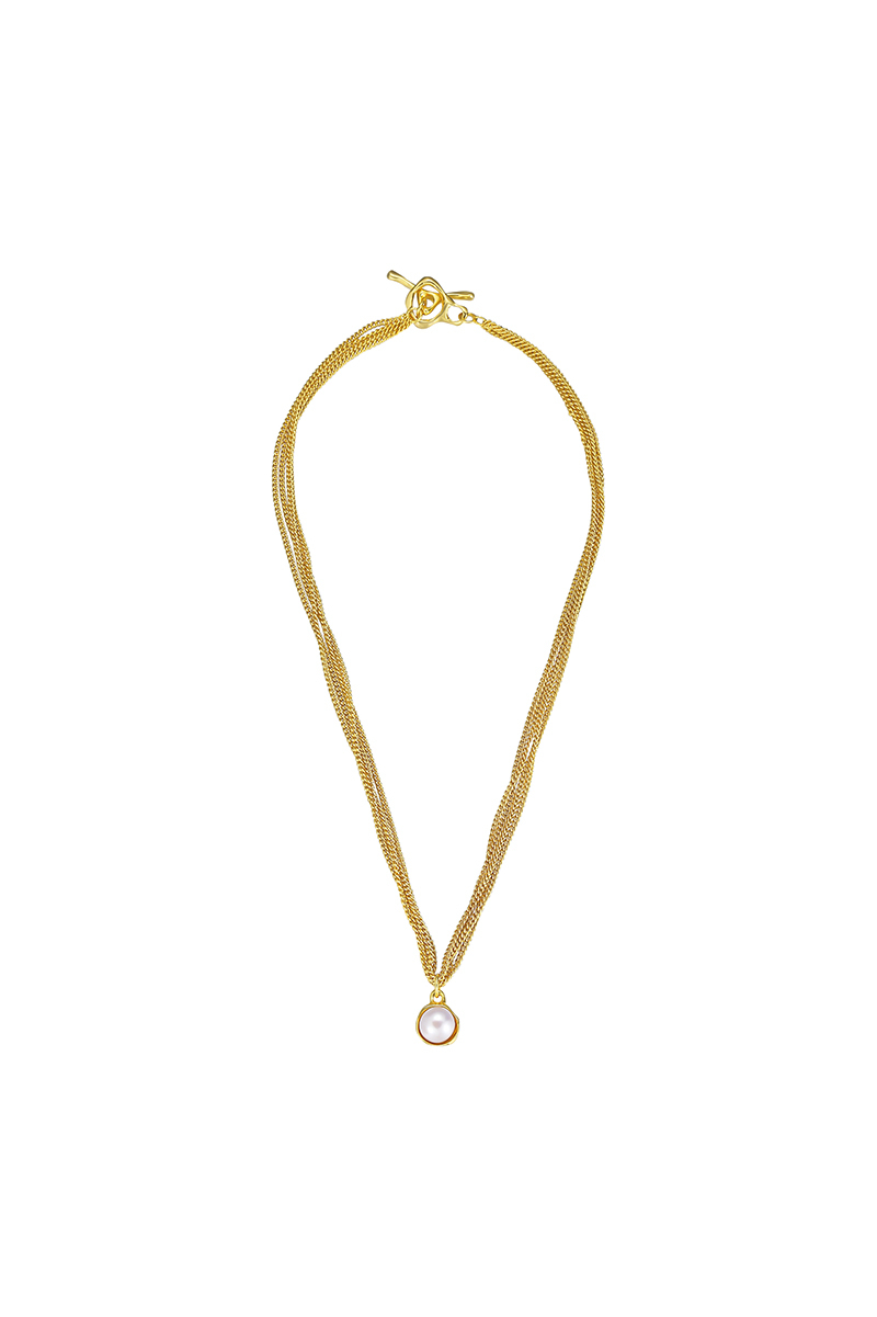 Curvilinear Collection Multi-Chain Pearls Choker