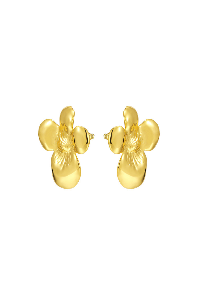 Camellia Collection Petal Relief Earrings 14k Gold Plated