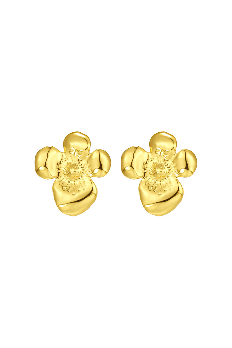 Camellia Collection Petal Relief Earrings 14k Gold Plated
