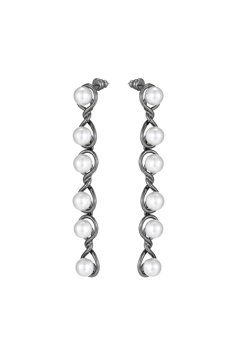 Curvilinear Collection Pearl Drop Earrings With Figure Of 8 Shape