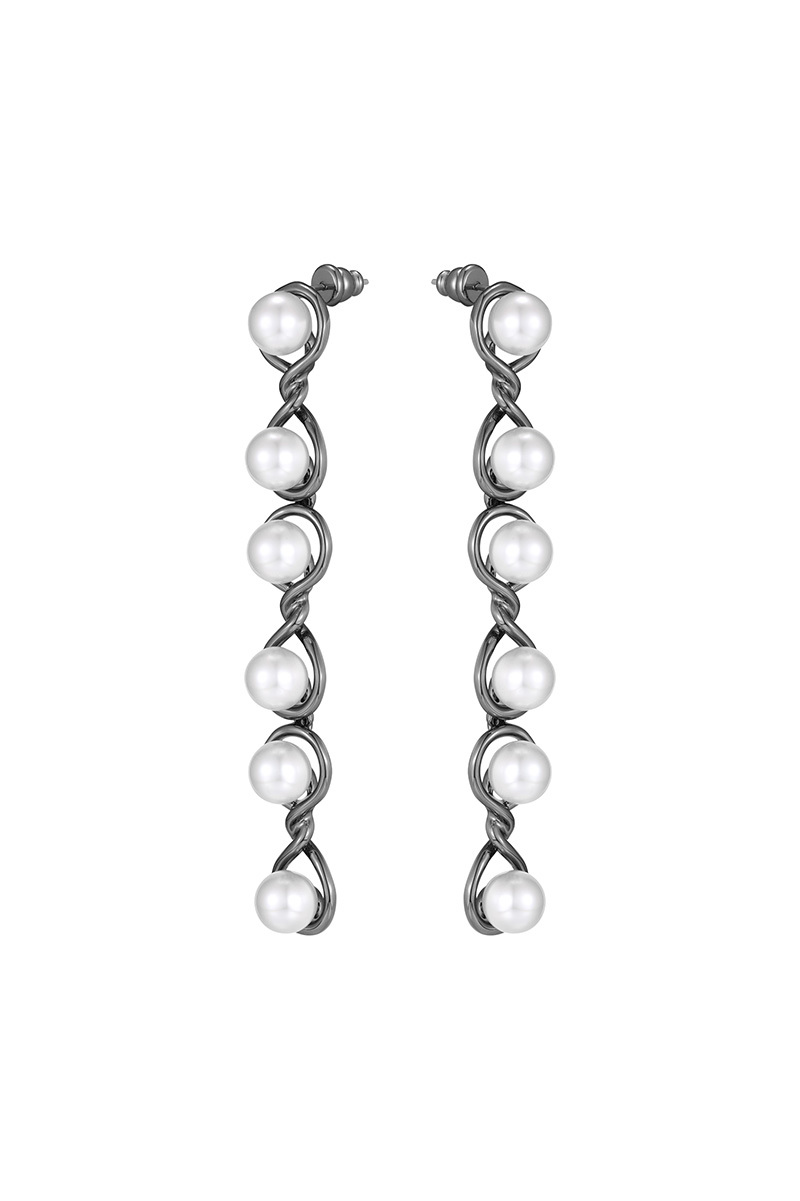 Curvilinear Collection Pearl Drop Earrings With Figure Of 8 Shape