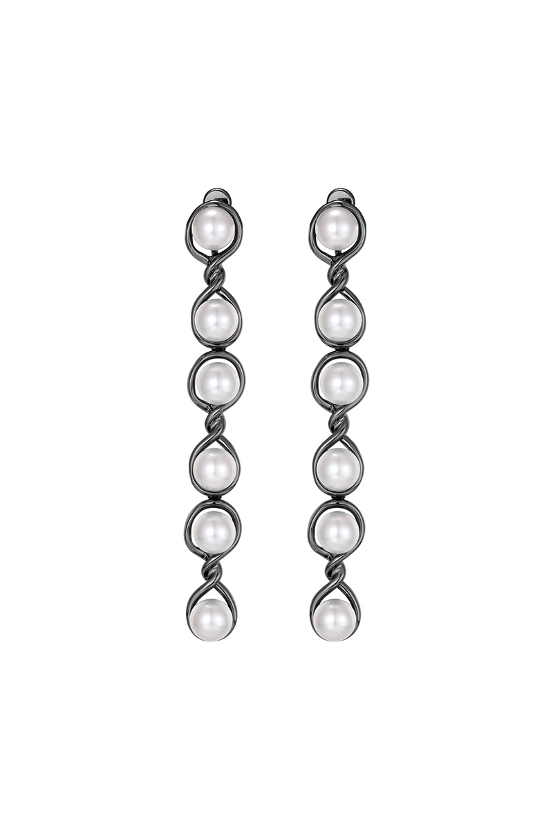 Curvilinear Collection Pearl Drop Earrings With Figure Of 8 Shape
