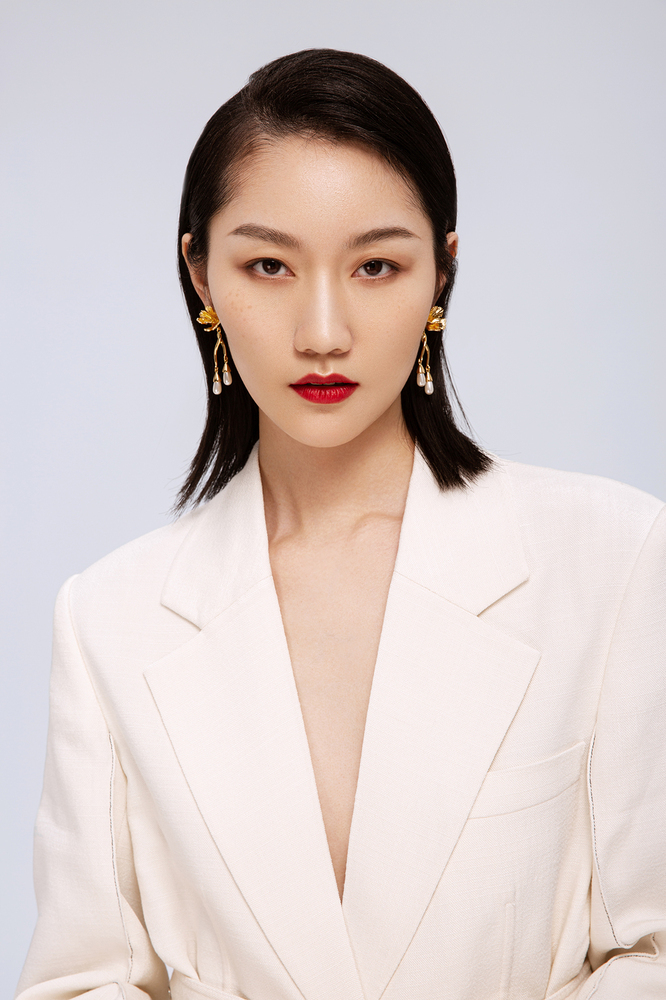 Cosmos Collection With Folding Flower Hyperbolic Earrings