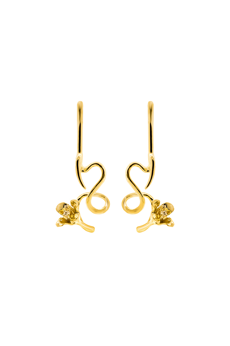 Tulip Collection Single Flower Earrings With White
Corundum