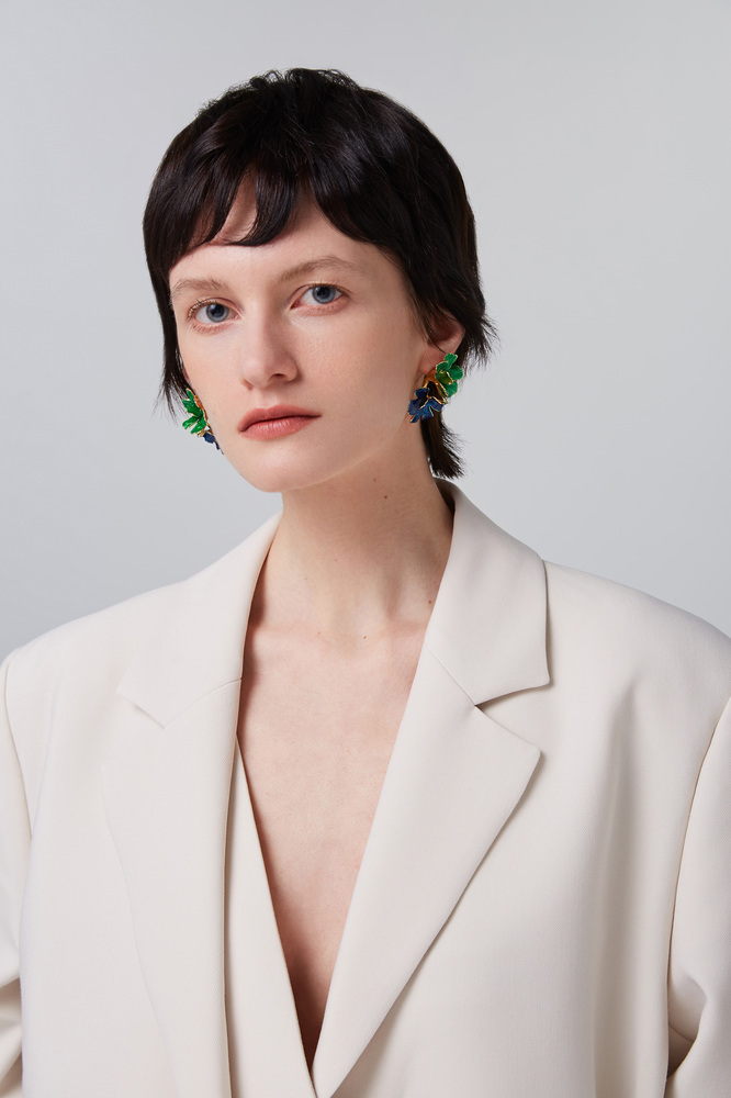 Cosmos Collection Bifloral Two-Tone Studs Earrings