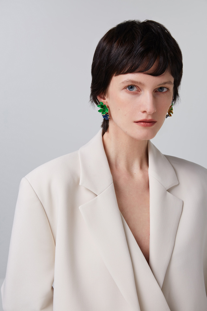 Cosmos Collection Bifloral Two-Tone Studs Earrings