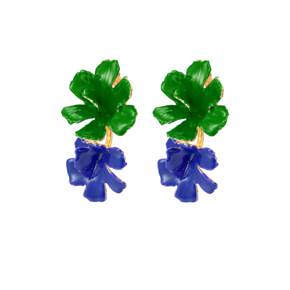 Cosmos Collection Bifloral Two-Tone Studs Earrings