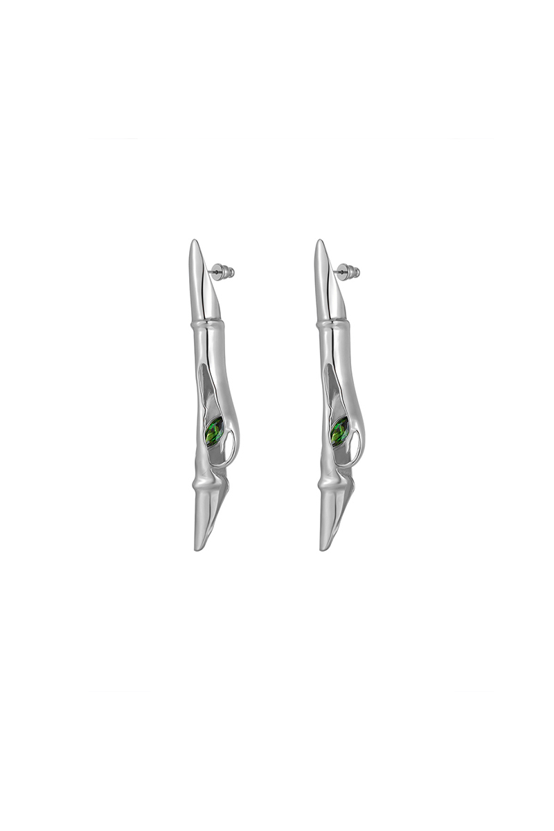 Bamboo Collection Splitting Bamboo With Zircon Earrings