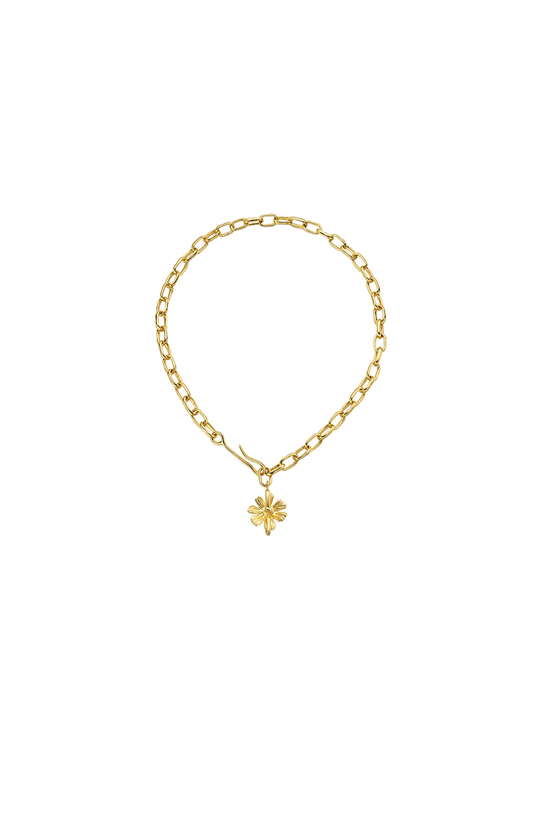 Cosmos Collection Flower Silver And Golden Choker