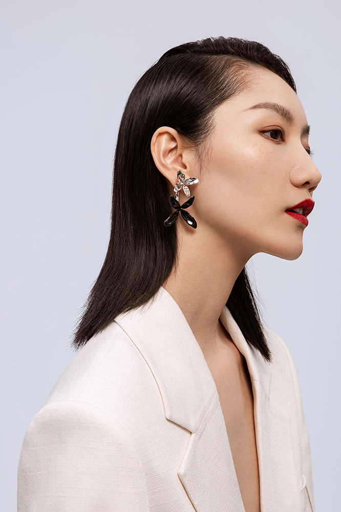 Orchids Collection Two-tone Bifloral Drop Earrings