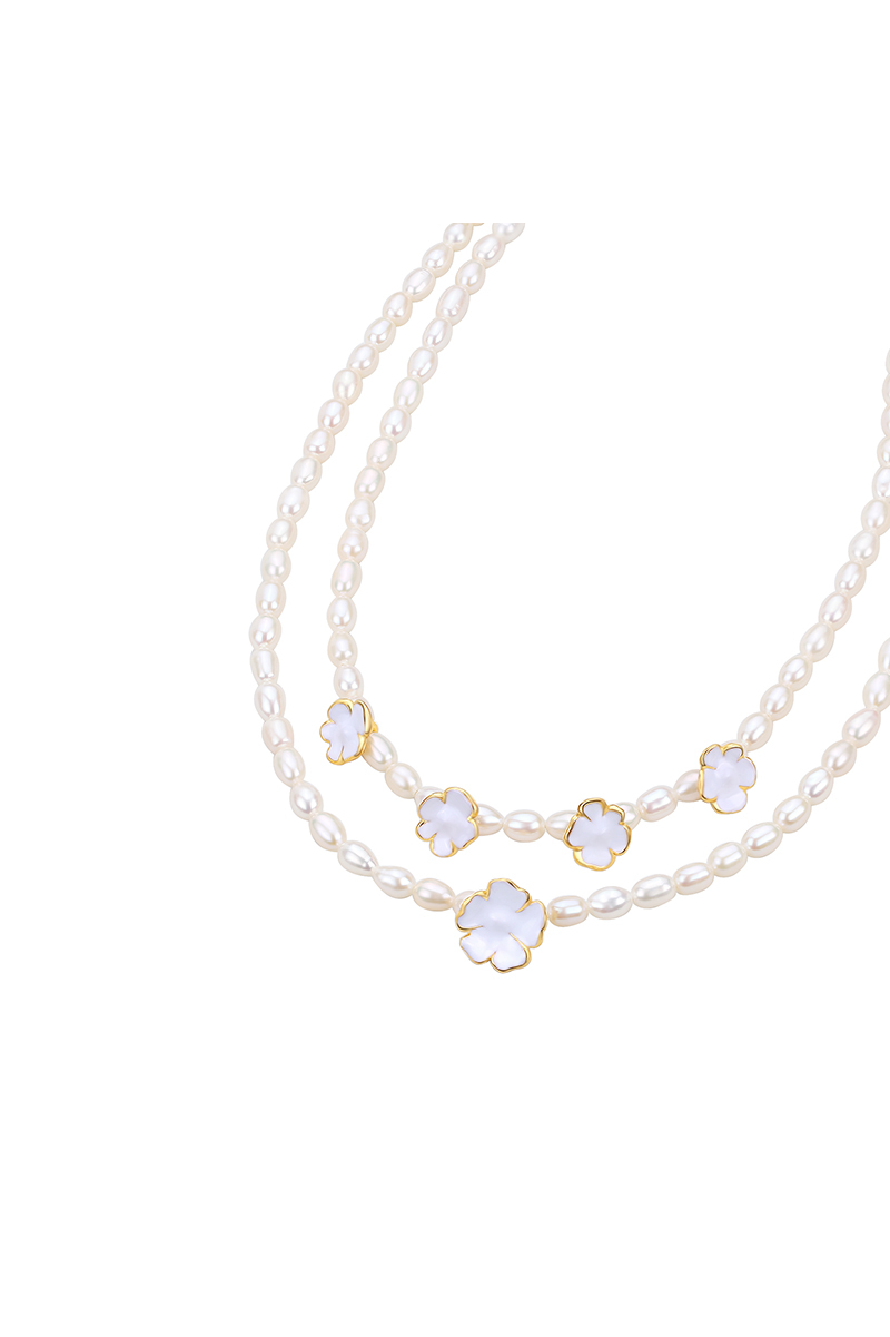 Wild Rose Collection Multi-string Flower Choker With Pearls