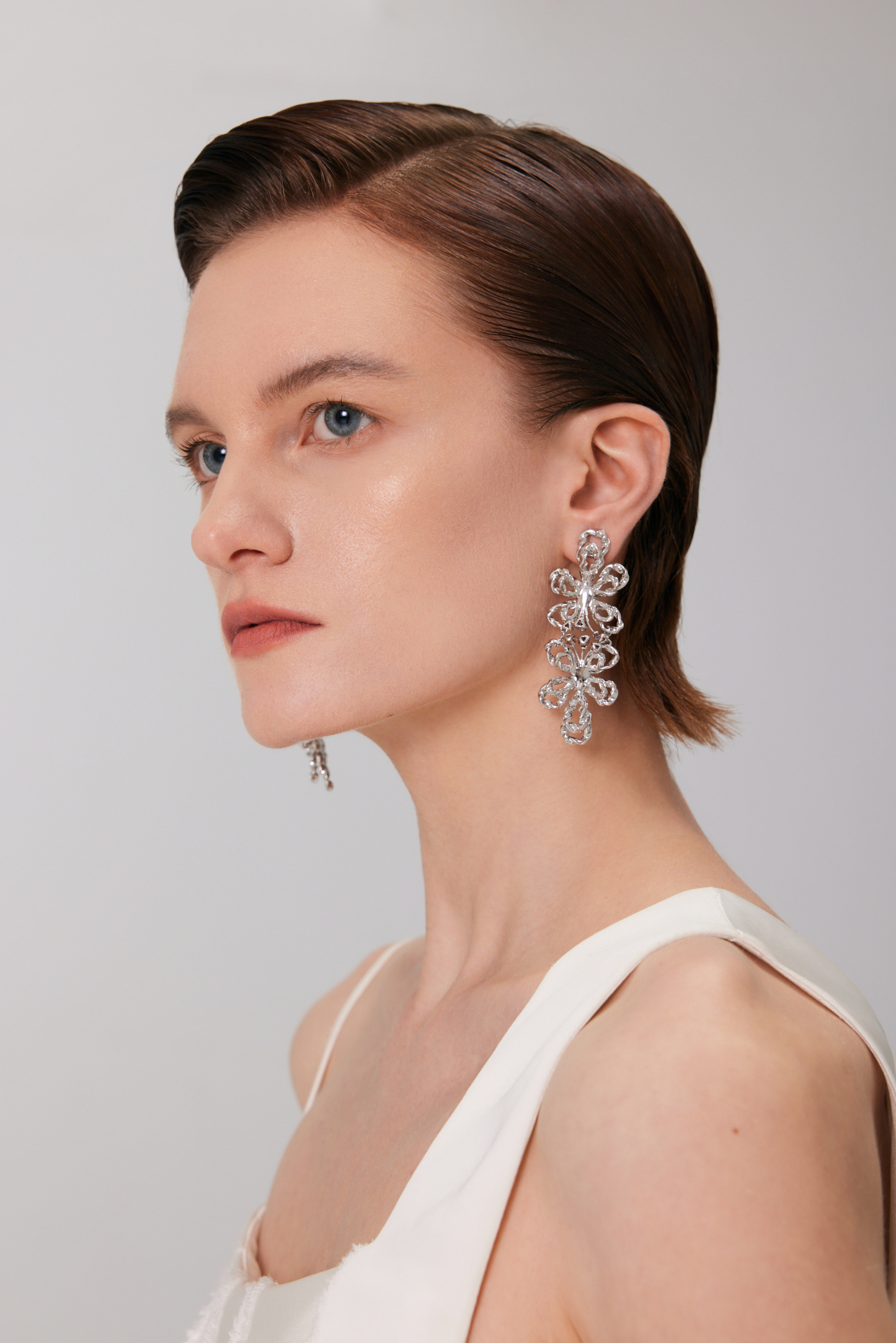 Butterfly Pea Collection Bifloral Flower Drop Earrings