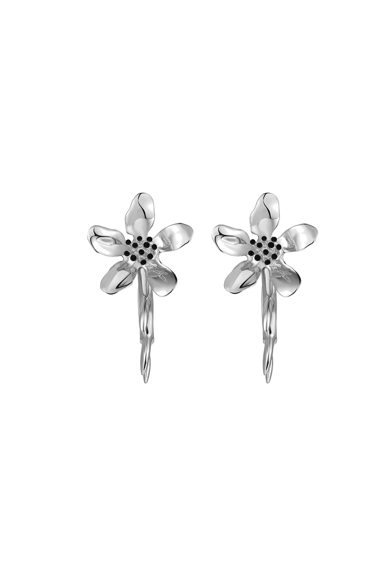 Five Petals Connect With Thorn Detachable Silver Earrings