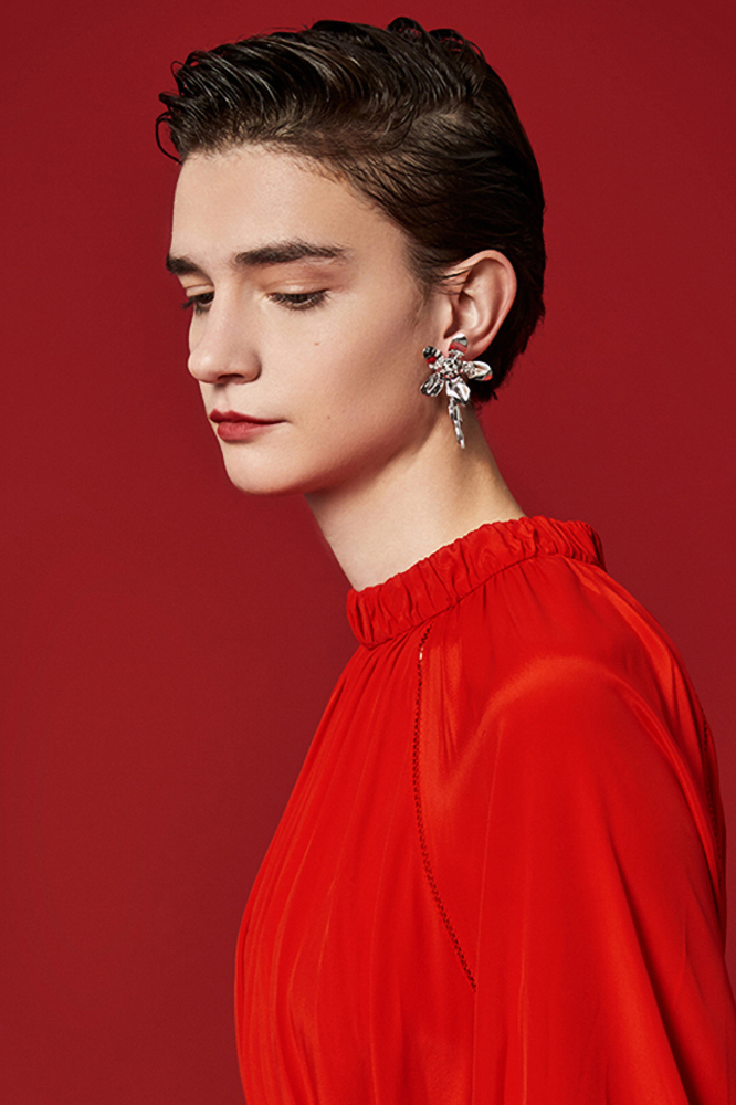 Five Petals Connect With Thorn Detachable Silver Earrings