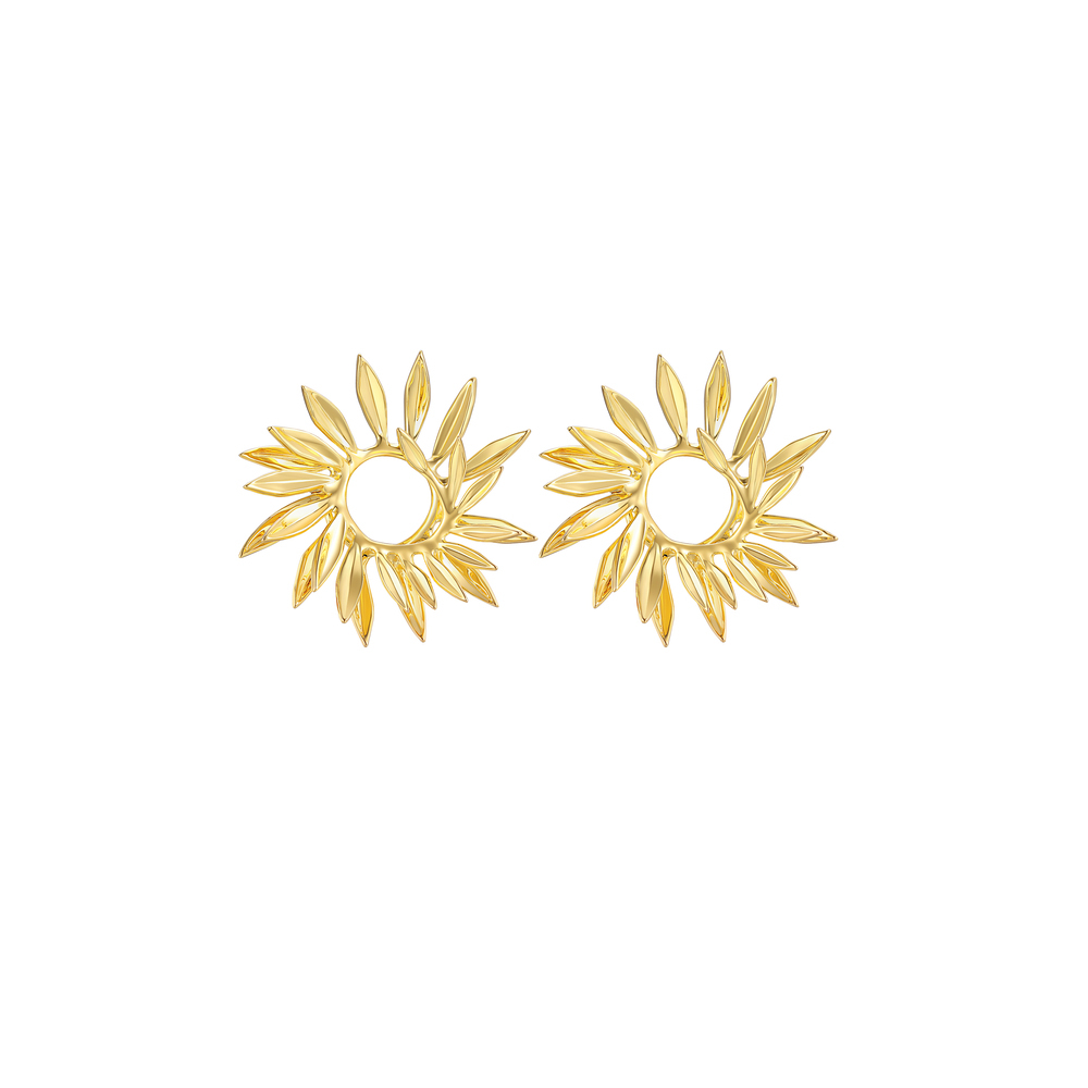 Palms Collection Leaf Shape Spiral Earrings