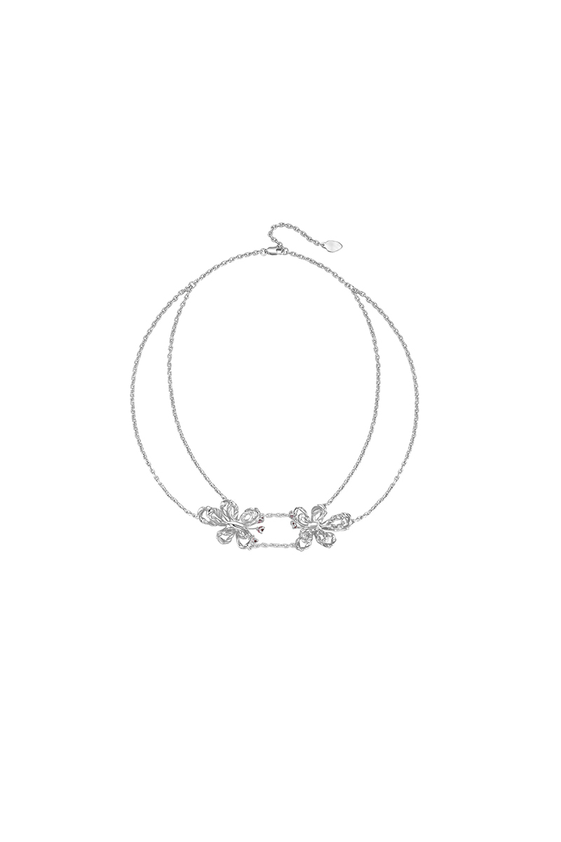 Butterfly Pea Collection Bifloral Flower Necklace
