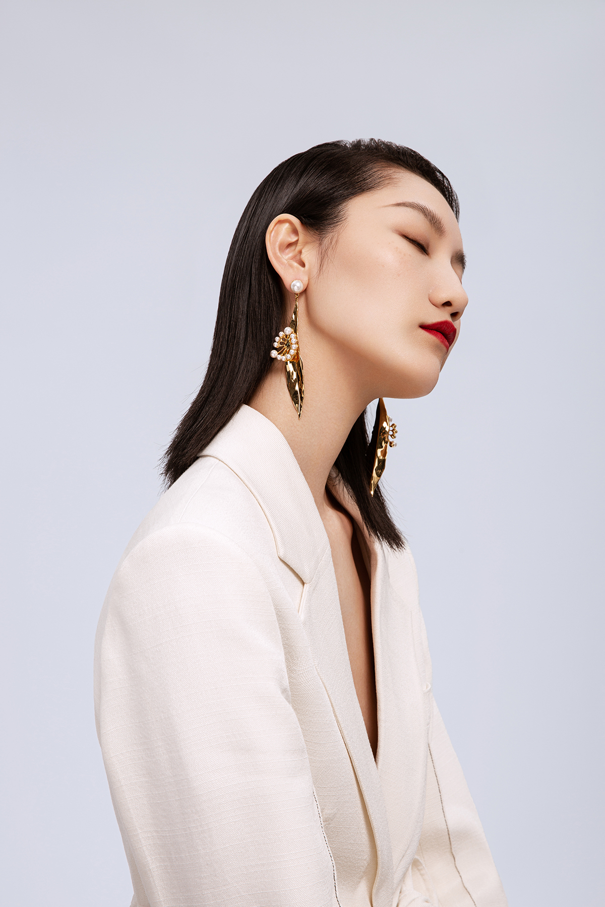 Dandelion Collection Leaf Shape With Pearls Earrings